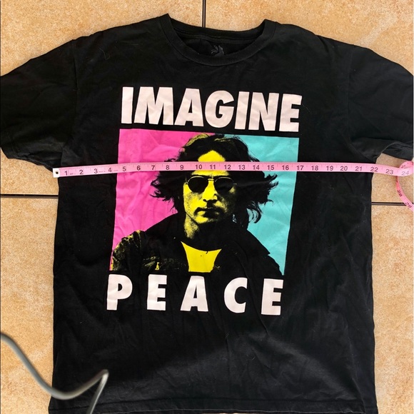 John Lennon 'Imagine Peace' Black XL Tee - Picture 6 of 8